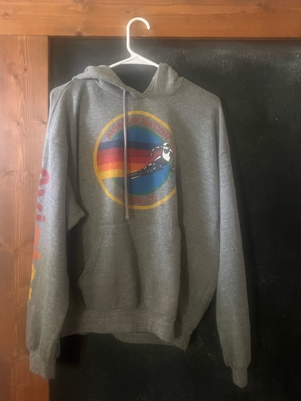 Aviator Nation Gray Pullover Hoodie with Aspen Colorado Ski Logo Accent size S